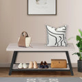 Light Grey and Black Wood Metal Bench I6070