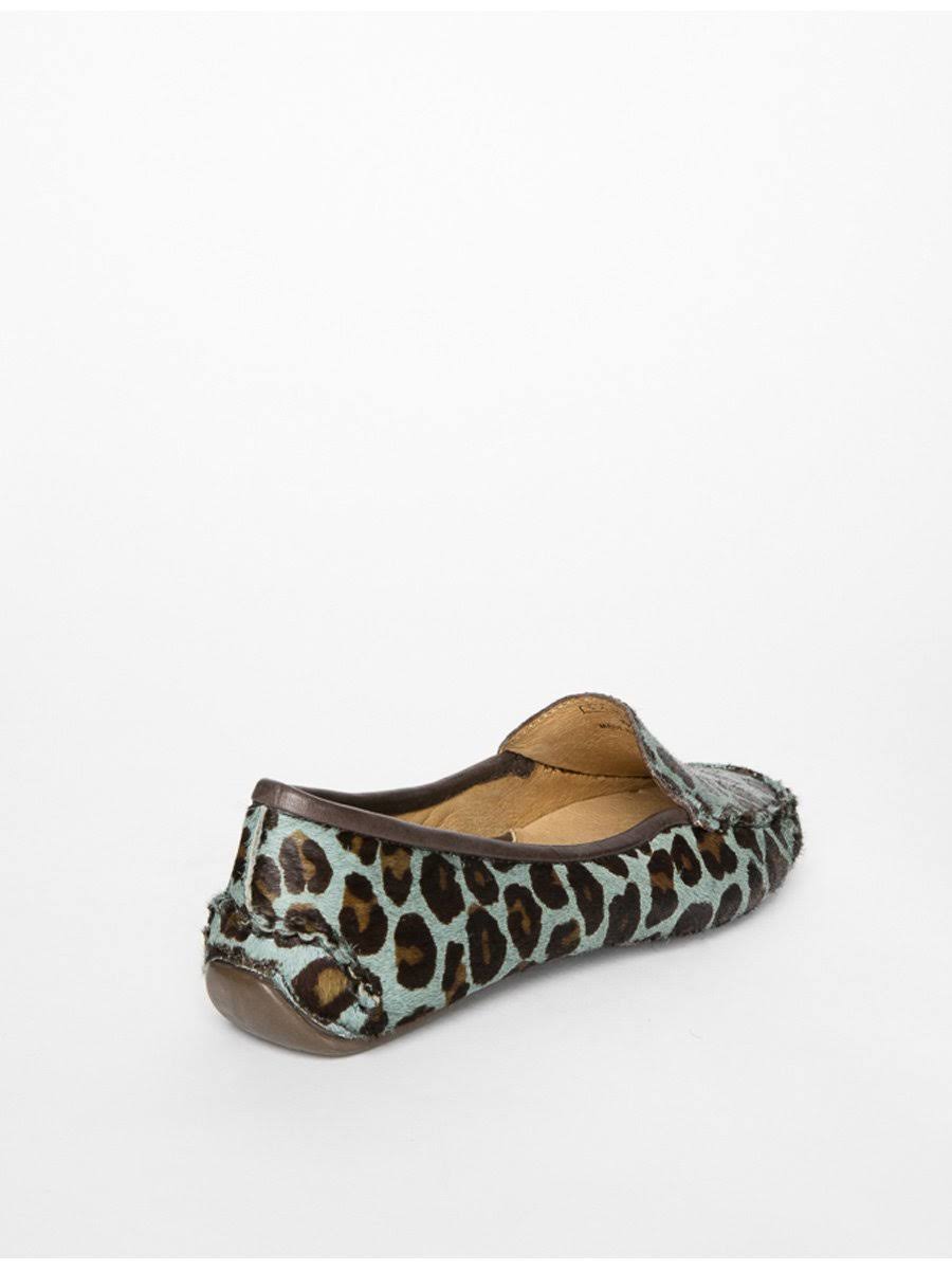 Teal Blue Leopard Driving Moccasin V401