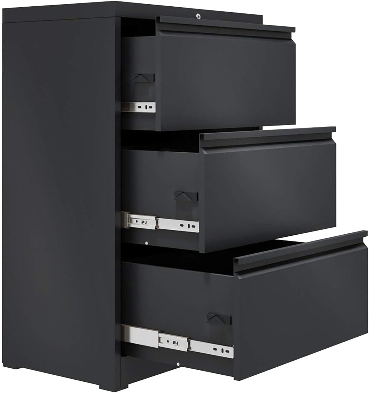 Black 3 Drawer Metal Lateral Filing Cabinet V656