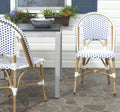 Blue White Set of 2 Outdoor Bistro Side Chair D89884