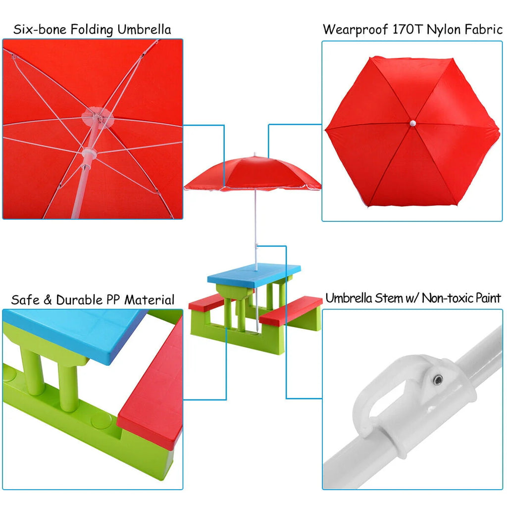 Kids Picnic Table with Umbrella G543775