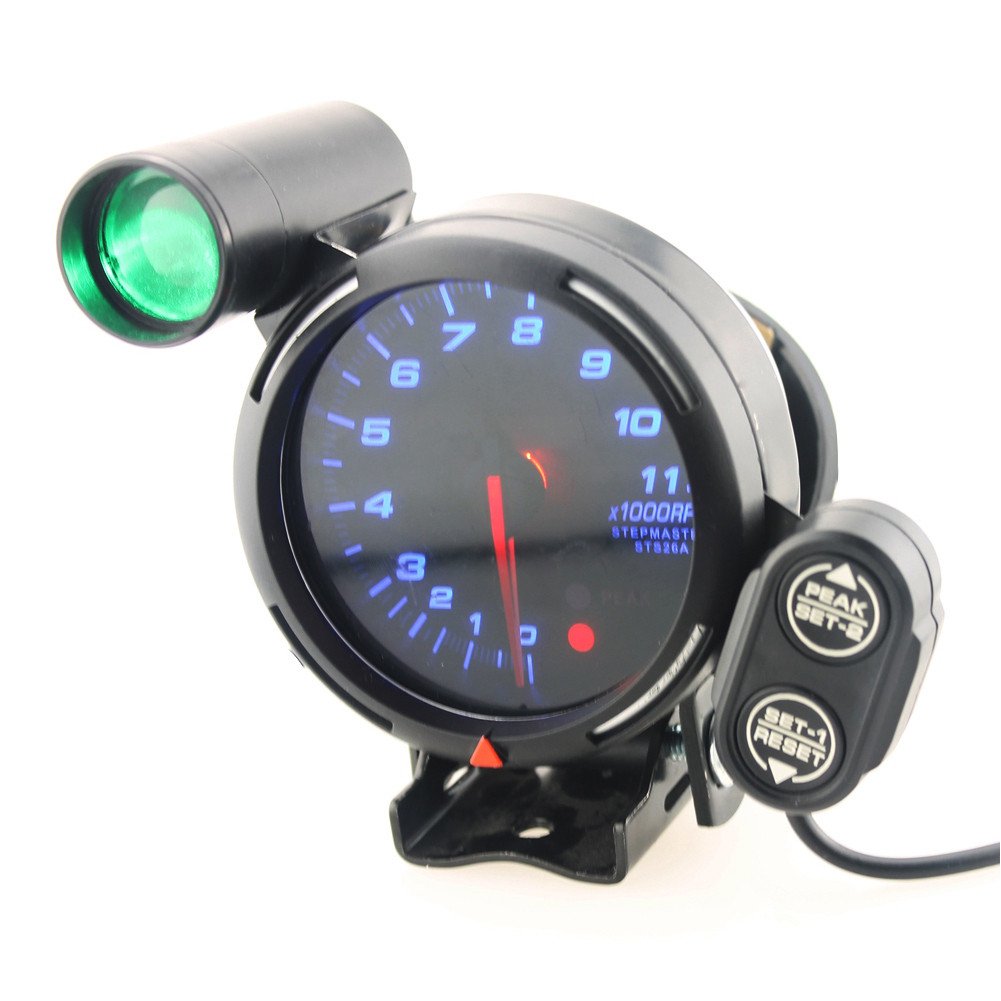 12V 3.75 Inch 11000 RPM Blue LED Tachometer Gauge Kit with Shift Light M9133