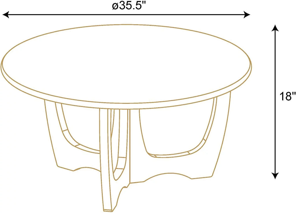 Wooden Round Coffee Table 35.5 x 18 Inches Natural O872420