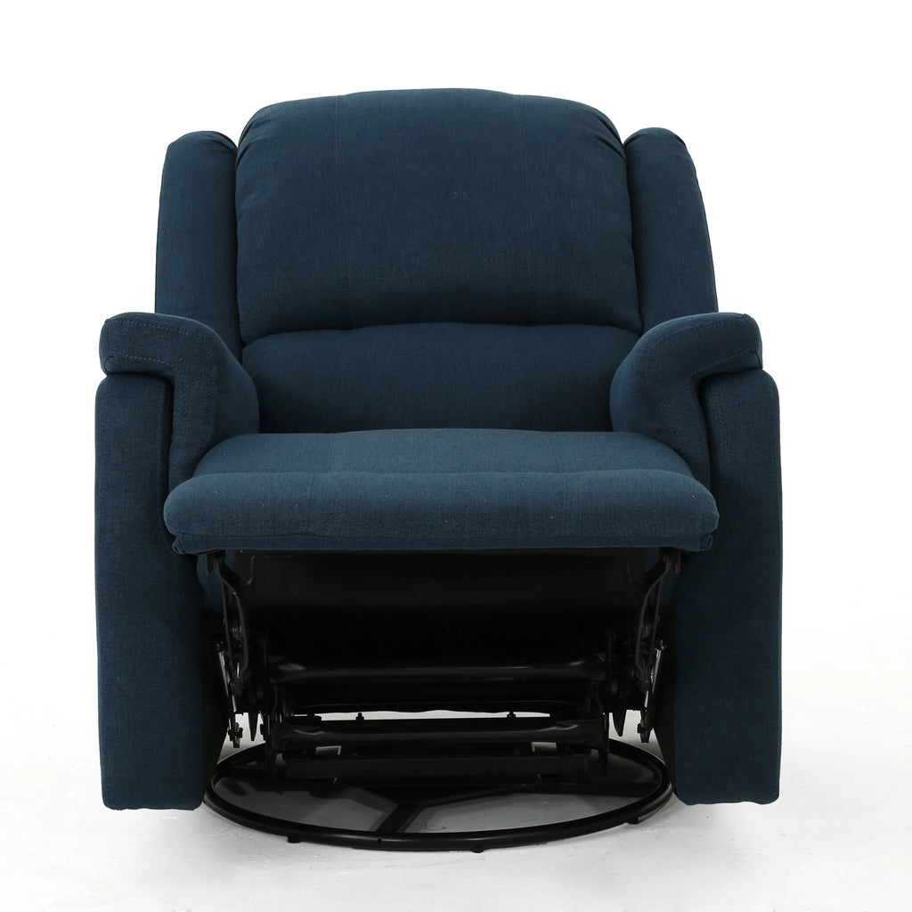 Navy Blue Fabric Tufted Swivel Glider Recliner U3341