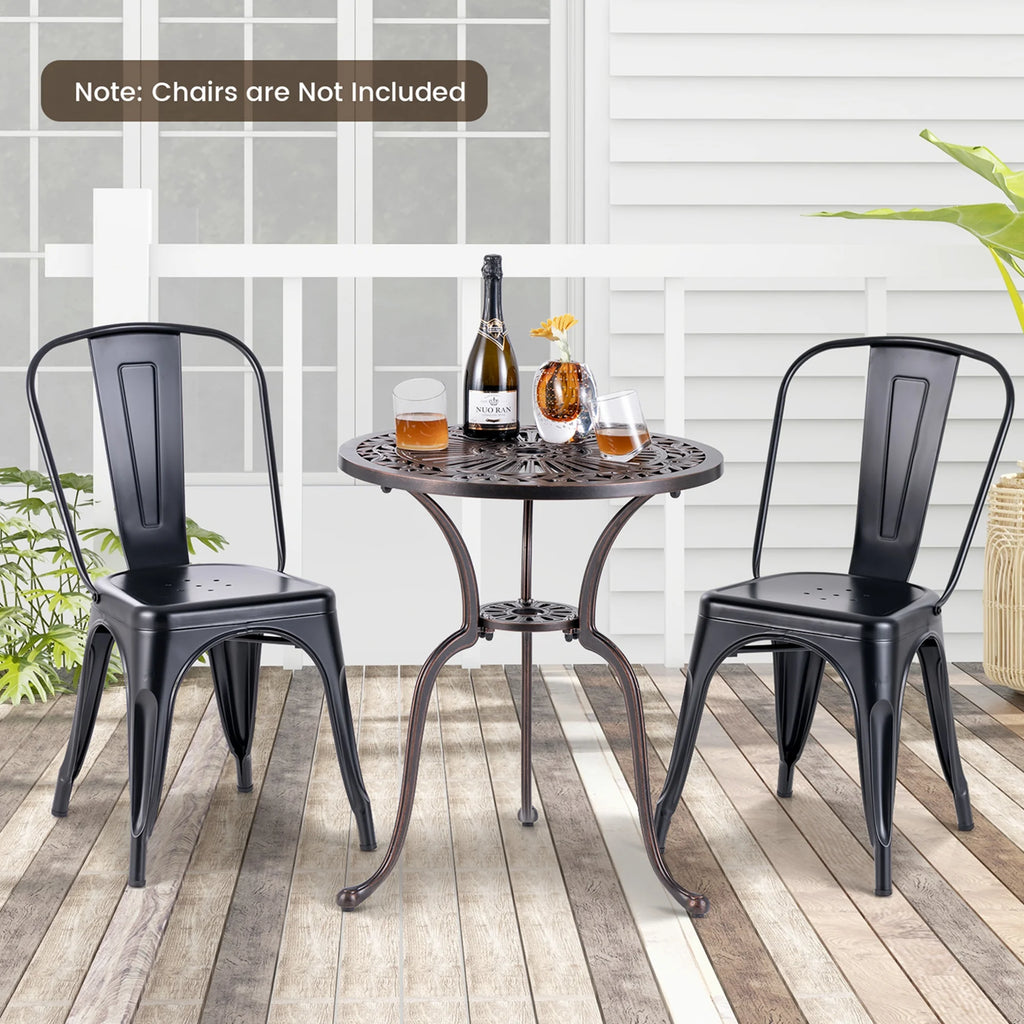 24 Round Cast Aluminum Patio Bistro Table with Umbrella Hole B494