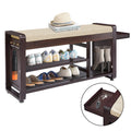 Bamboo Shoe Bench with Cushion and Side Hooks J910210