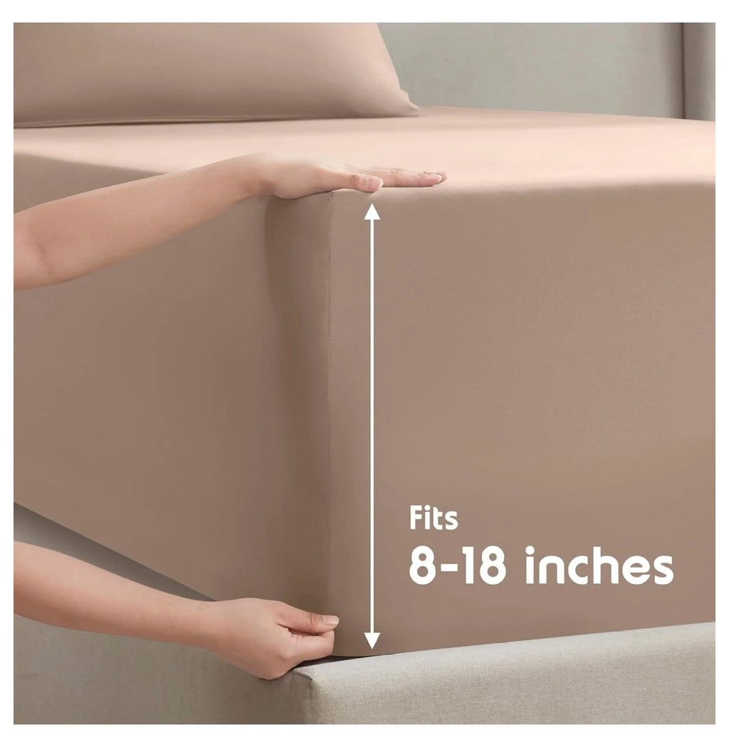Twin 3 Piece Deep Pocket Bed Sheets Set with Fitted Sheet, Flat Sheet, Pillow Case R69516