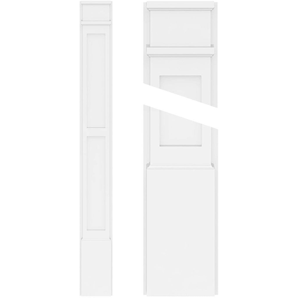 Two Equal Flat Panel PVC Pilaster with Decorative Capital & Base (Pair) R8359