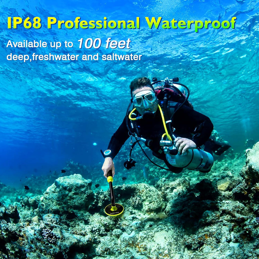 Waterproof Metal Detector 100 Feet Underwater Metal Finder Pinpointer Pulse Indicator R339159