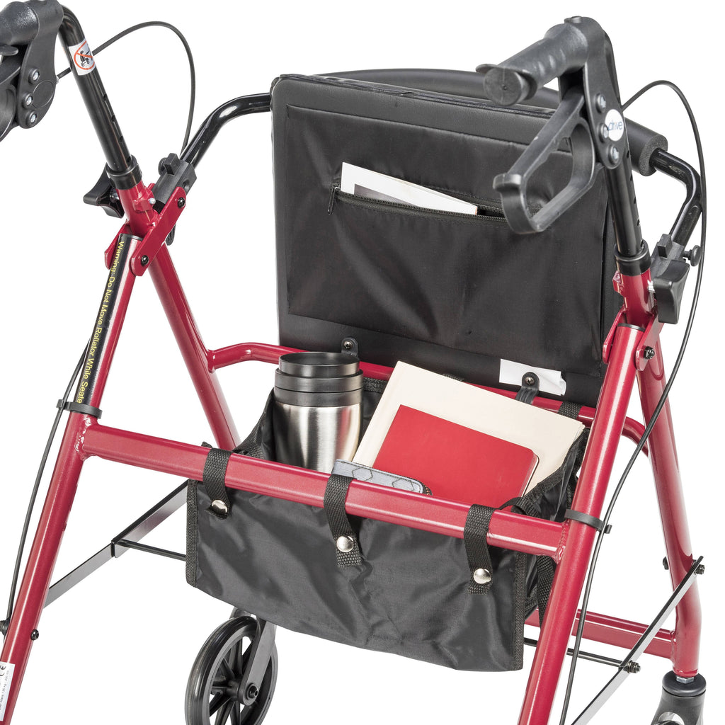 Red Aluminum Rollator with Padded Seat L966