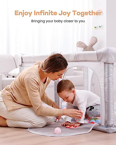 Grey Extra Large Foldable Baby Playpen 79 x 59 x 27 Inches G281