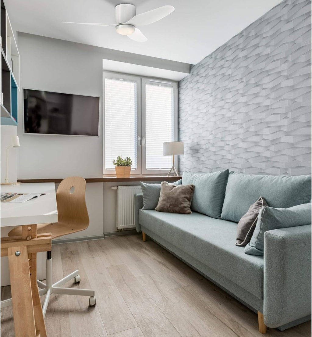 White 46 Inch Ceiling Fan with Light and Remote F750950
