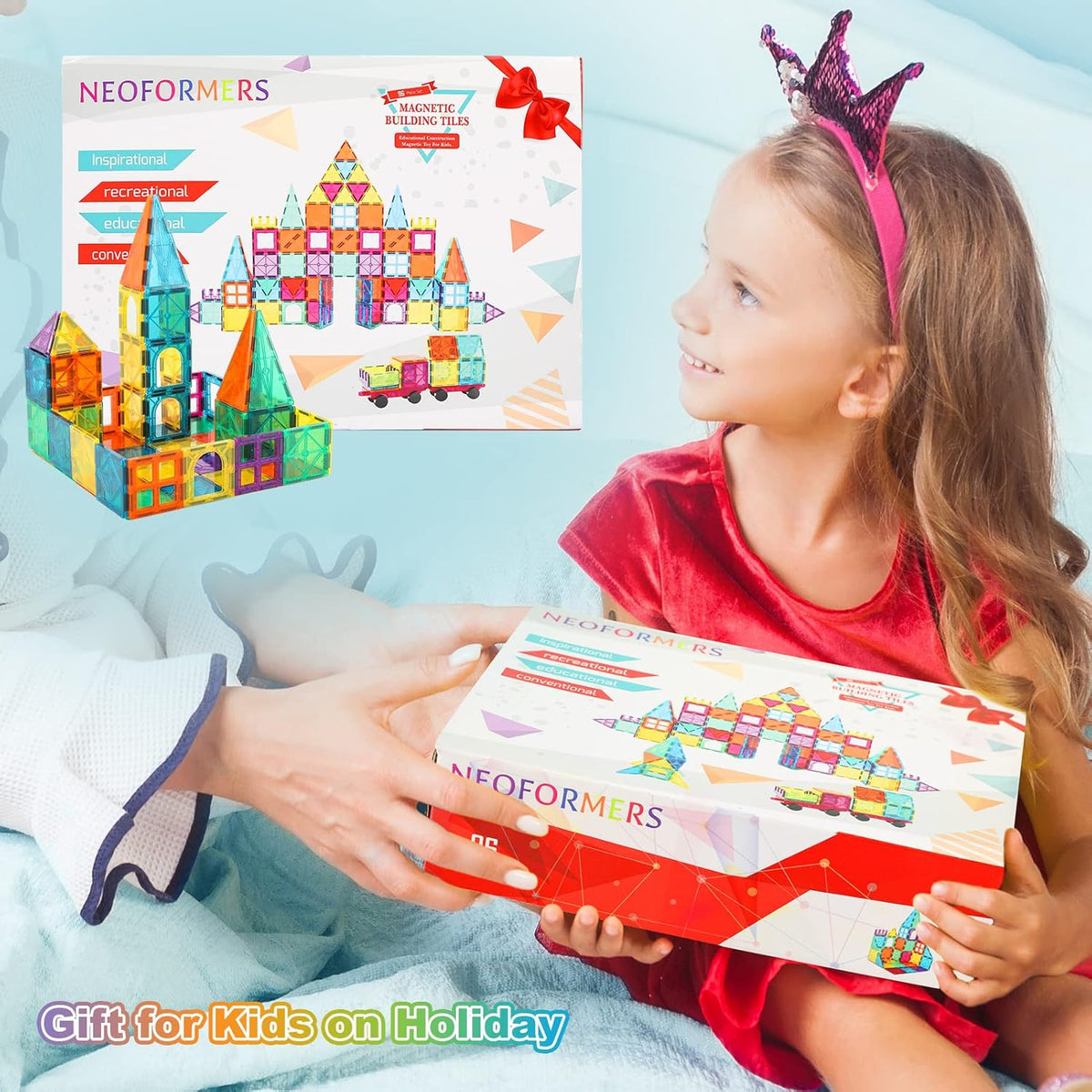 96 Pcs Magnetic Building Blocks with 2 Cars R8495