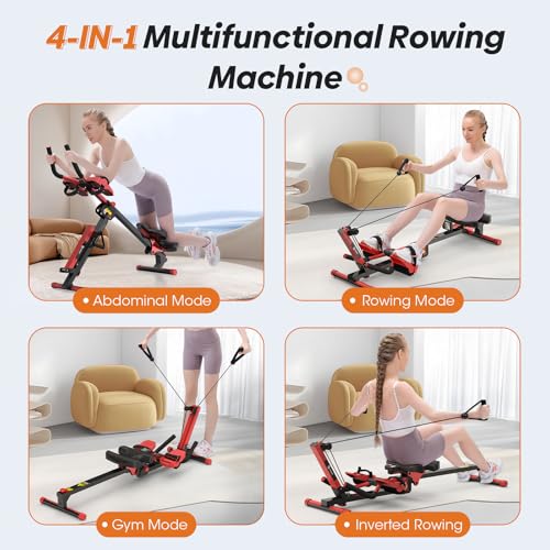 4 in 1 Foldable Rowing Machine with LCD Monitor W8041