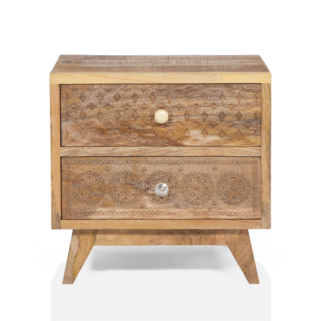Solid Wood Nightstand (Set of 2) - Weathered Light Natural Tone Y81729