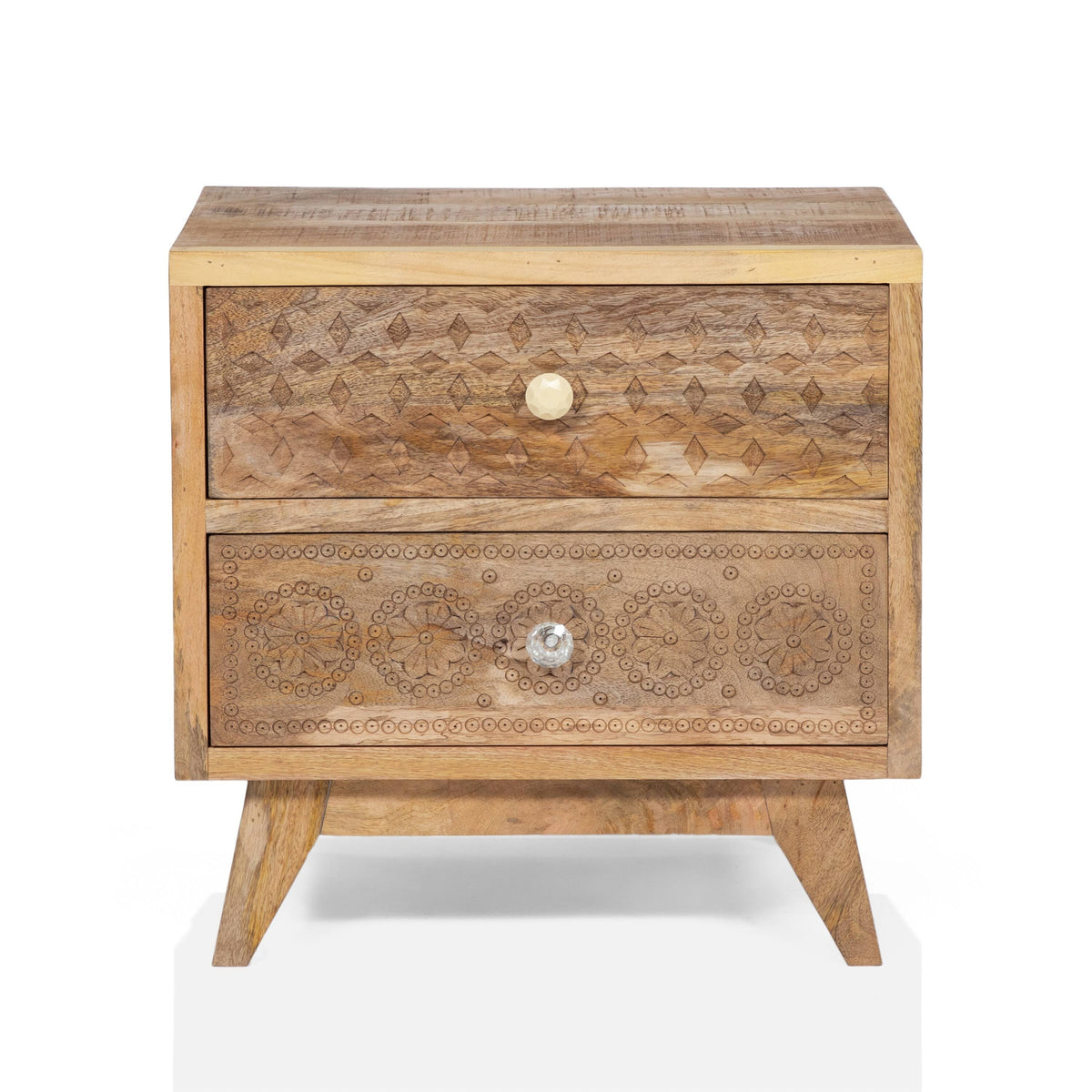 Solid Wood Nightstand (Set of 2) - Weathered Light Natural Tone Y81729