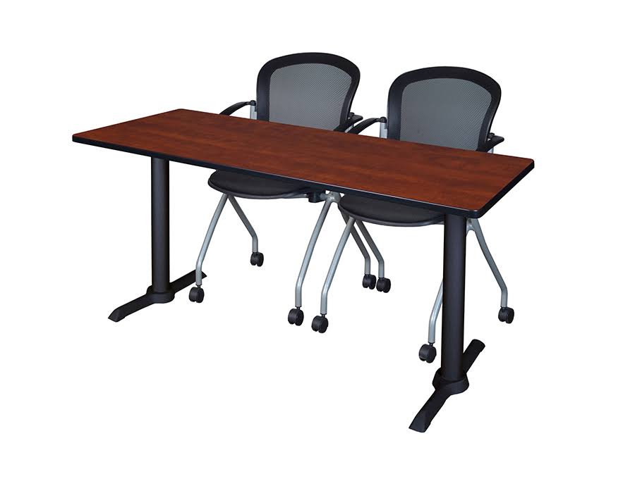 48 x 24 in. Grey Training Table & 2 Black Nesting Chairs P3817