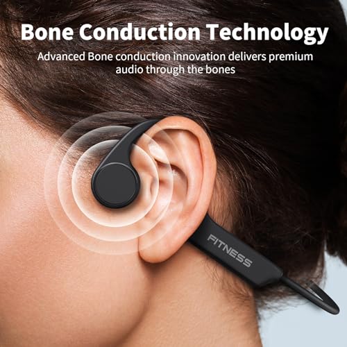 Bone Conduction Open Ear Bluetooth Headphones with Mic, IPX6 Waterproof, Black B718516