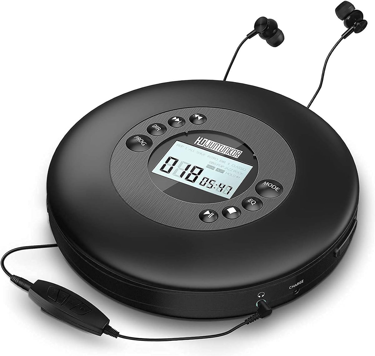 Portable CD Player with Headphones, Anti-Skip, LCD Display, 3.5mm AUX Cable, Carry Bag E97816
