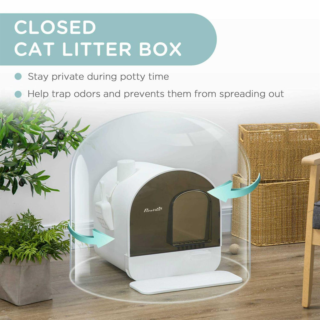 Cat Litter Box with Lid Covered Litter Box with Tray L265