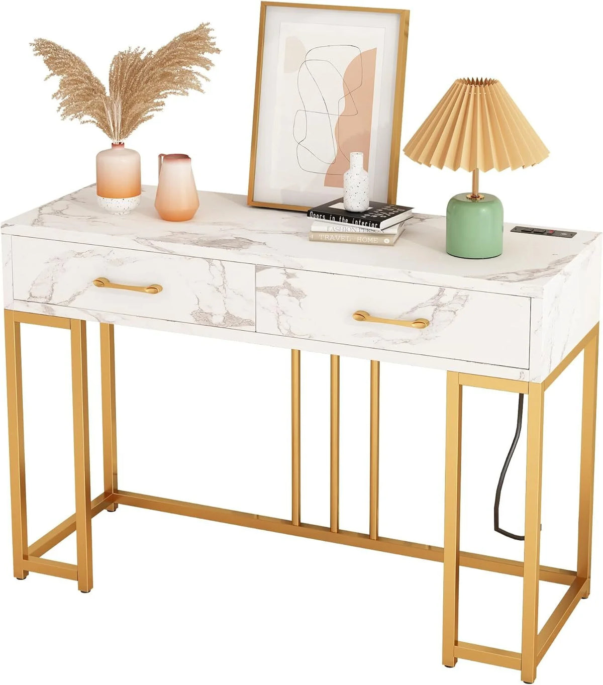 Marble White 2 Drawer Console Table O4732
