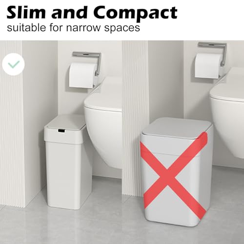 2 Pack Automatic Motion Sensor Trash Can, 2.5 Gallon + 4 Gallon White Q251
