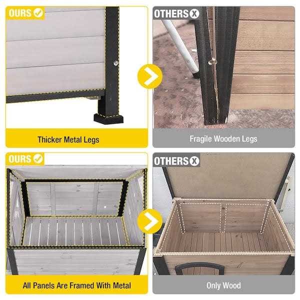 Outdoor Dog House with Porch Iron Frame I826659