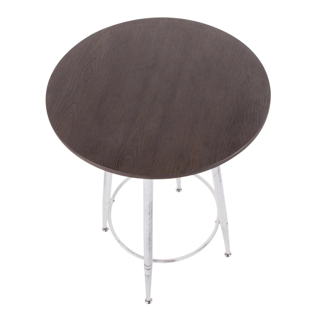 Vintage White Round Bar Table with Espresso Bamboo C487316