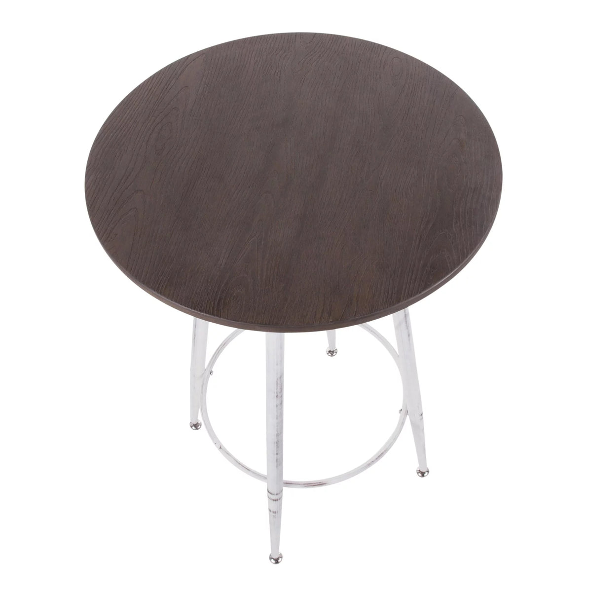 Vintage White Round Bar Table with Espresso Bamboo C487316