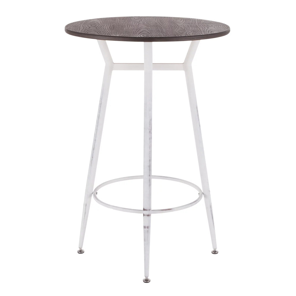 Vintage White Round Bar Table with Espresso Bamboo C487316