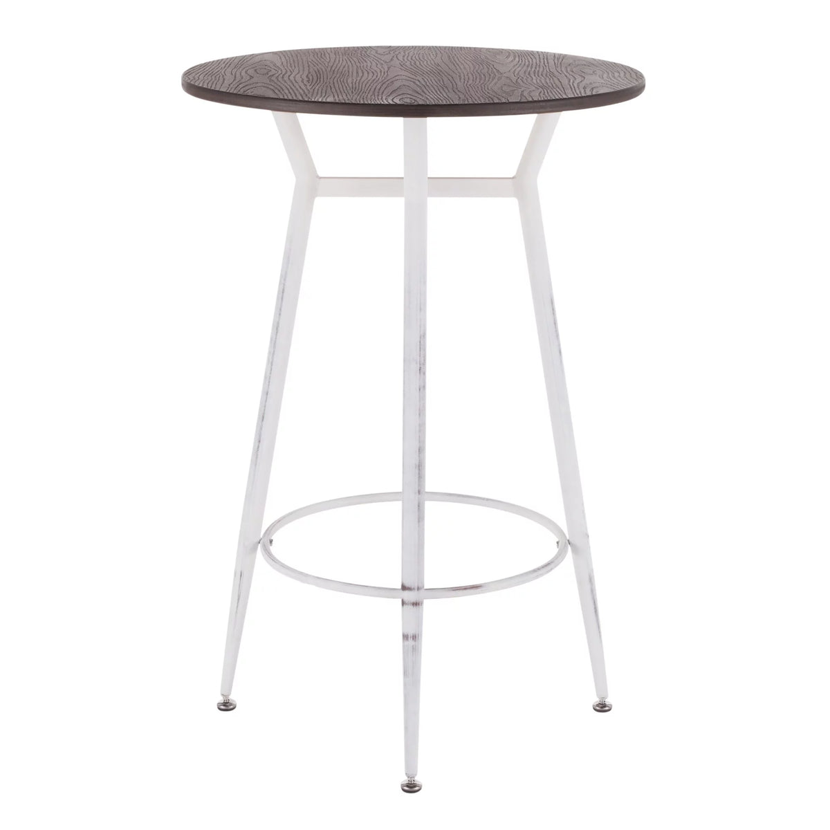 Vintage White Round Bar Table with Espresso Bamboo C487316