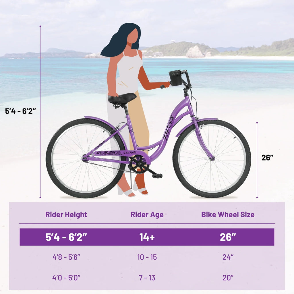 White 26 inch 7 Speed Foldable Cruiser Bike with Basket P825483