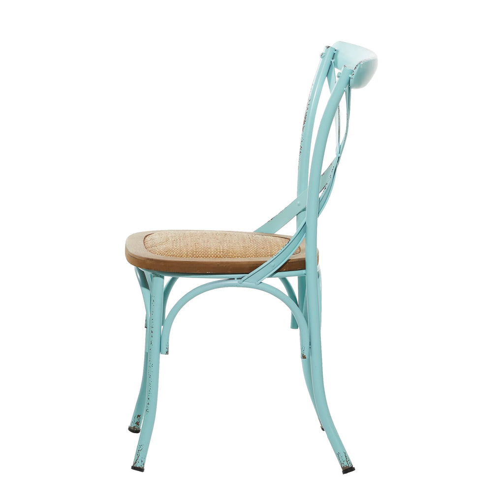 Metal Dining Chair with Brown Rattan Seat, Set of 2 K3125
