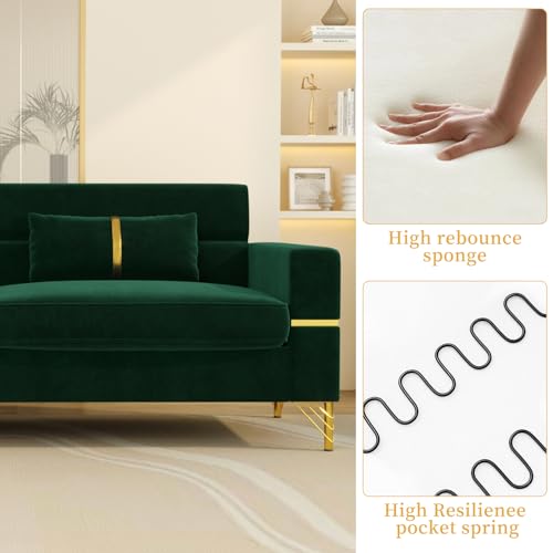 86" Velvet 3 Seater Oversized Sofa with 2 Pillows Z81663