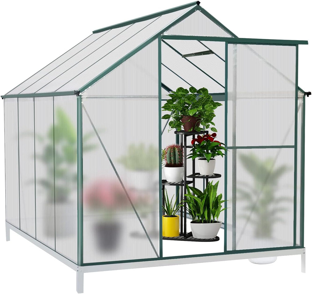 Polycarbonate Greenhouse with Sliding Door 8' x 6' S716