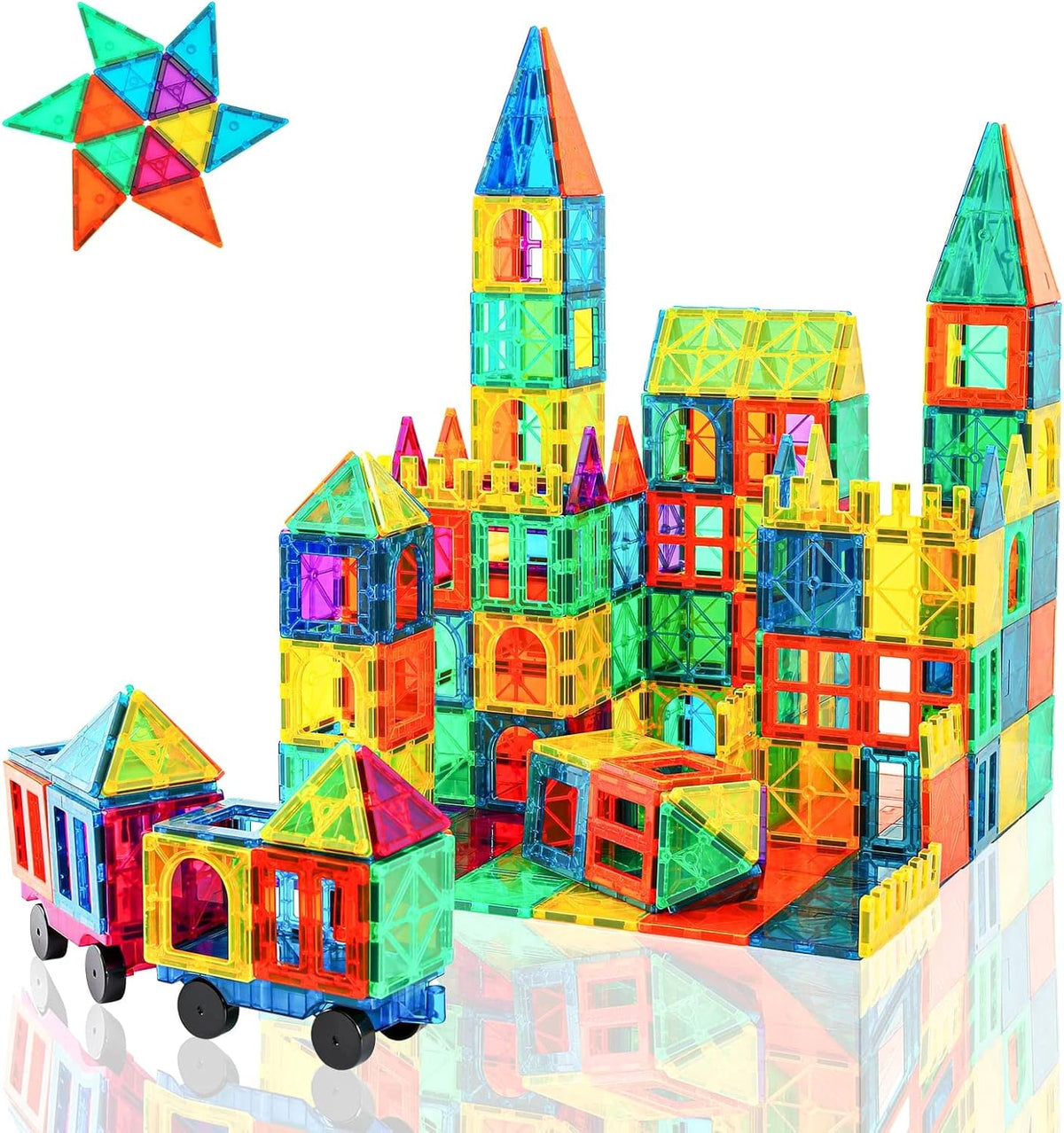 96 Pcs Magnetic Building Blocks with 2 Cars R8495