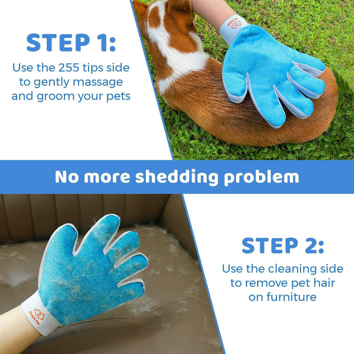 Dog and Cat Deshedding Brush and Shedding Glove Y30022