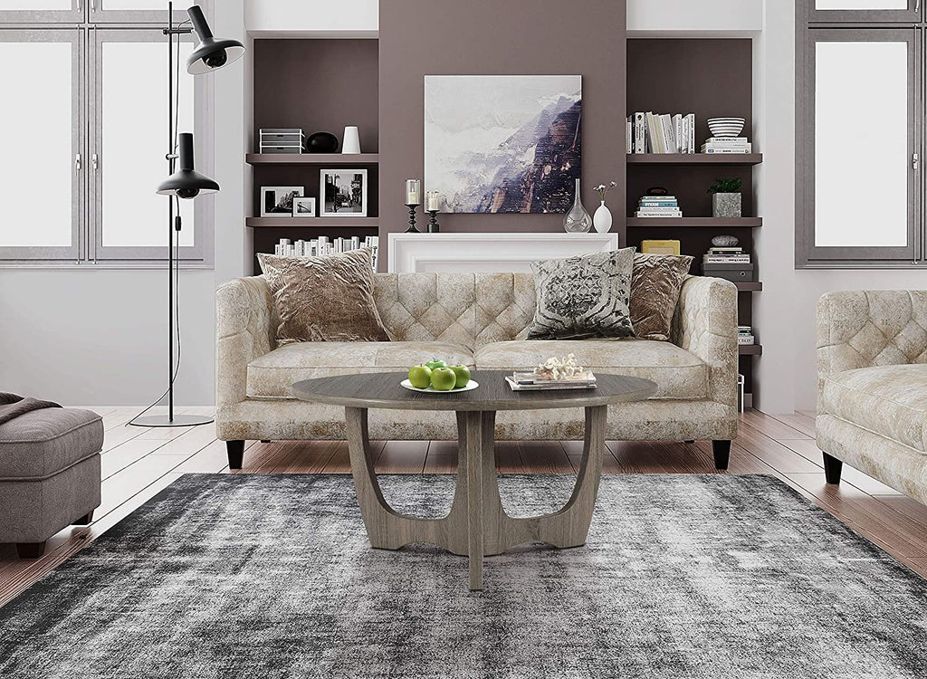 Wooden Round Coffee Table 35.5 x 18 Inches Natural O872420