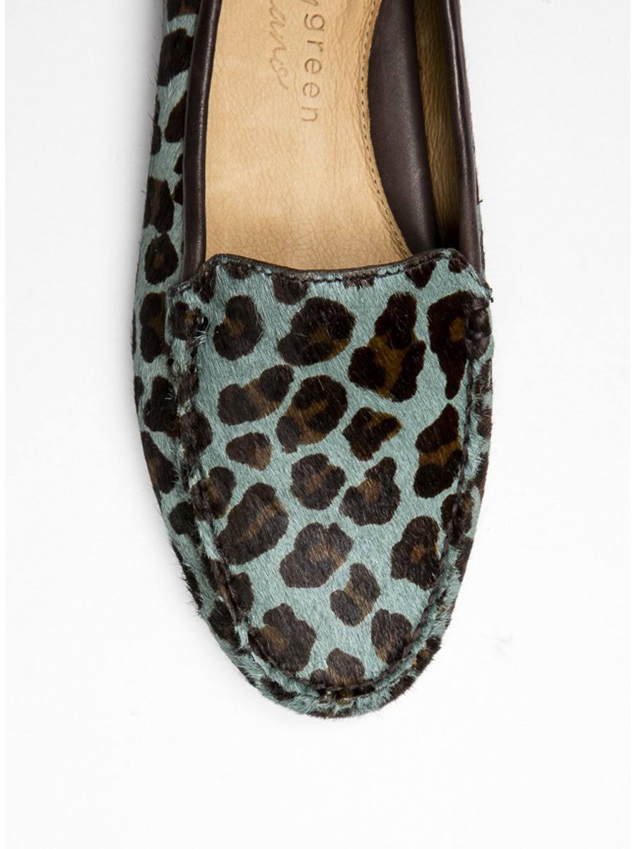 Teal Blue Leopard Driving Moccasin V401