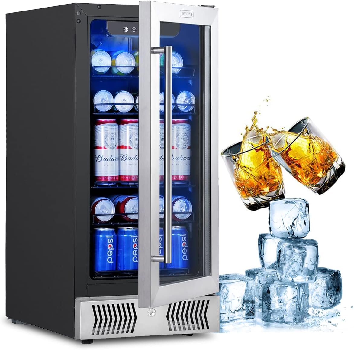 15 inch Mini Fridge with Glass Door, 115 Cans A428