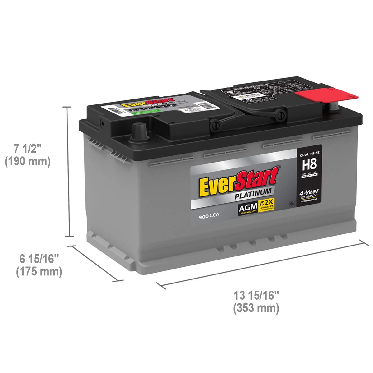 AGM Automotive Battery Group Size H8 12 Volt 850 CCA K918