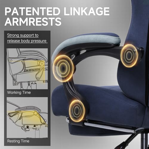 Fabric Gaming Chair with Footrest M984412