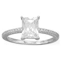 925 Sterling Silver Rhodium Plated Baguette Cut CZ Ring O4505