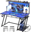 Black 47 inch Computer Desk with Power Outlet and USB Ports T5896