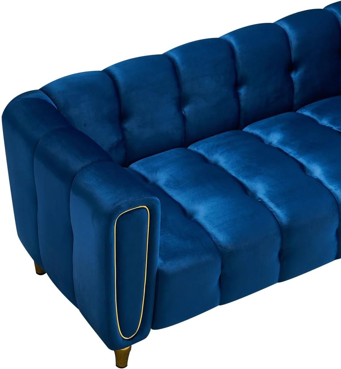 Blue Velvet 3-Seat Tufted Sofa N64518