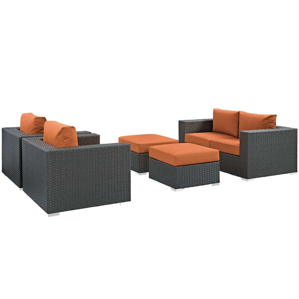 Orange Rattan Five PCS Sectional Sofa Set J173136