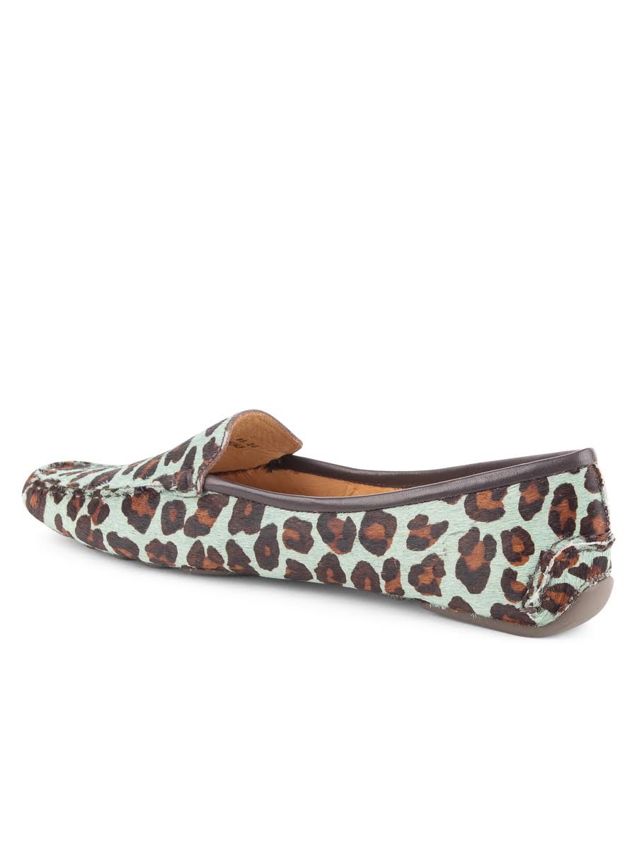 Teal Blue Leopard Driving Moccasin V401
