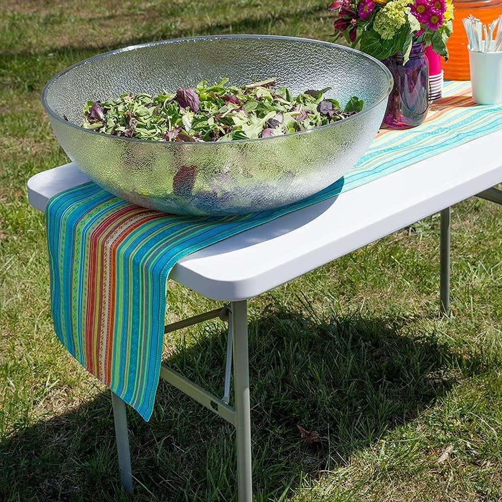Folding Plastic Dining Table with Handle White 8ft K8247