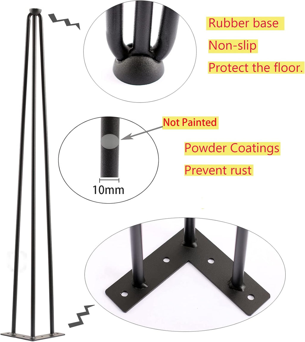 Black 30 inch 4 Pcs Heavy Duty Furniture Legs L157137