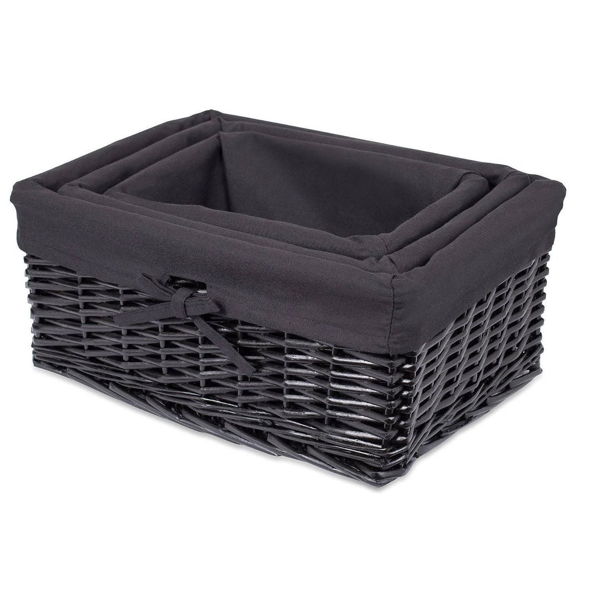 Woven Willow Baskets with Liner, Set of 5, Rectangular Storage Bins with Lids A166376